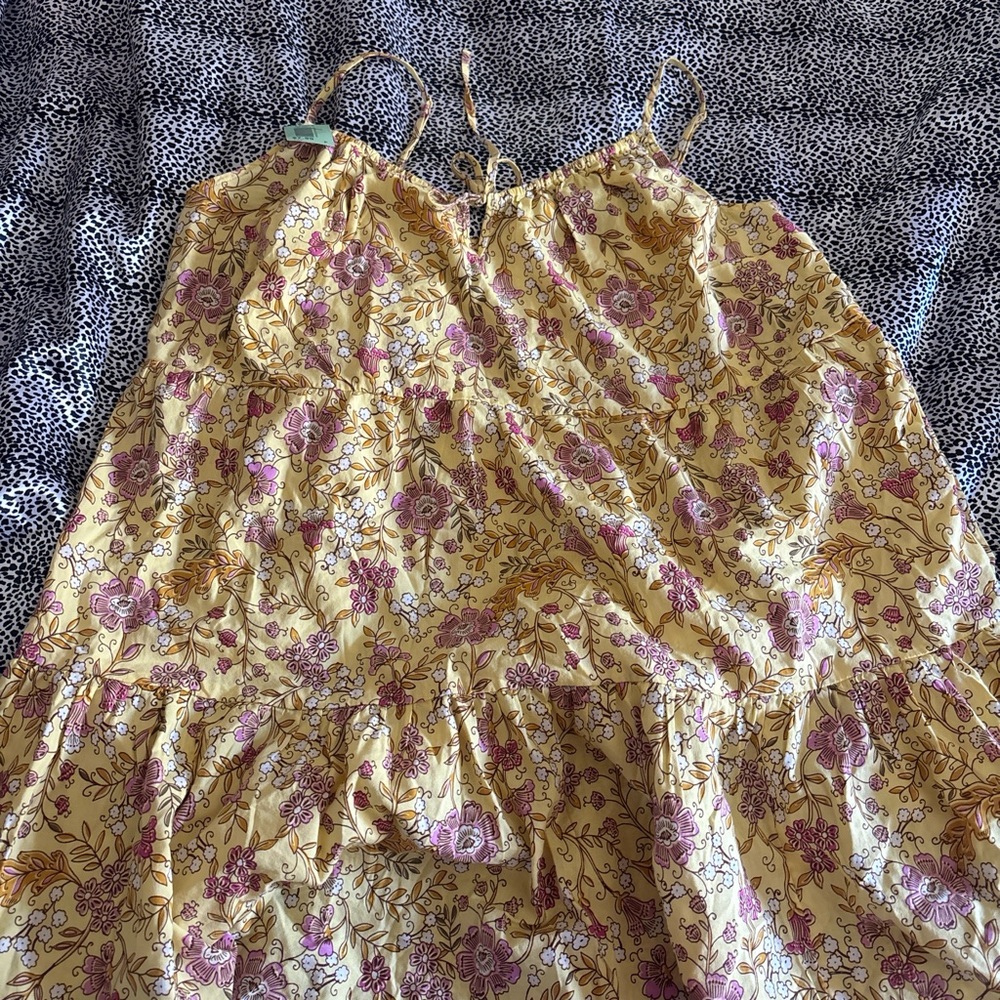 Floral Yellow and Purple Dress